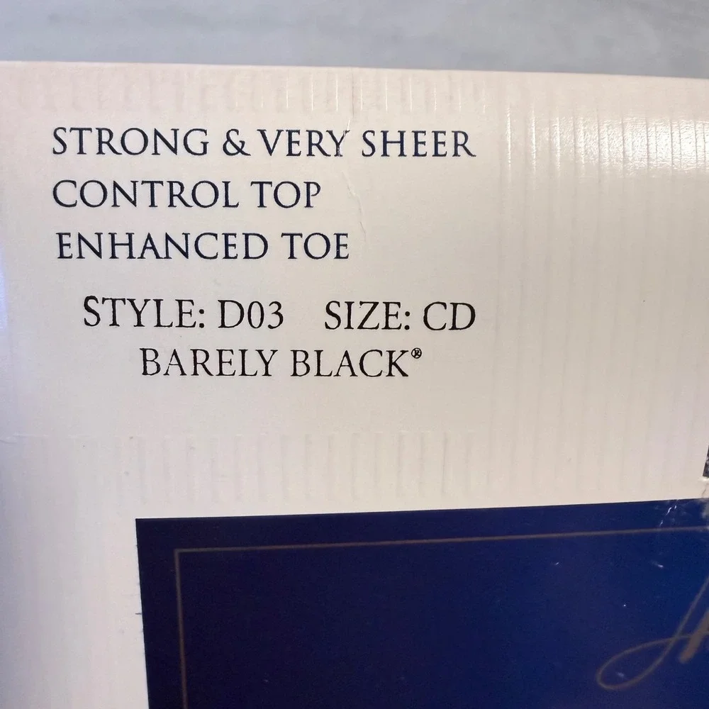 Vintage 1995 Hanes Resilience‎ Pantyhose Barely Black Size CD Control Top USA